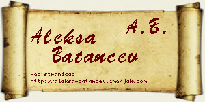 Aleksa Batančev vizit kartica